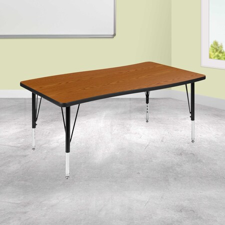 Flash Furniture Rectangle 28 W, 47.5 L, 25.25 H, Chrome, Laminate, Particleboard, Steel, Wood Grain XU-A3048-CON-OAK-T-P-GG